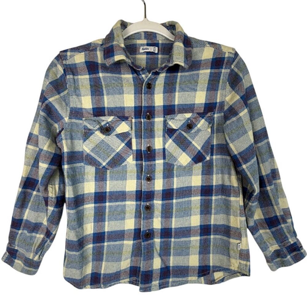 Katin Youth Vincent Flannel Blue Plaid Button Up Size M 100% Cotton $89 MSRP